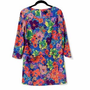 J. Crew Ashbury Jules Multicolour Floral Shift Dress Pockets 70s Retro Spring